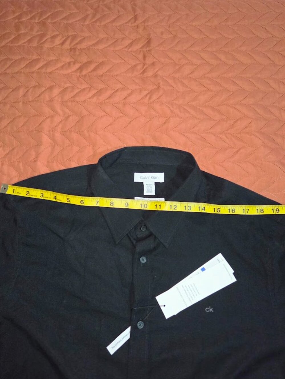 Calvin Klein Mens XL Black Cotton Cashmere Shirt Button Front CK Logo NWT - Picture 7 of 11